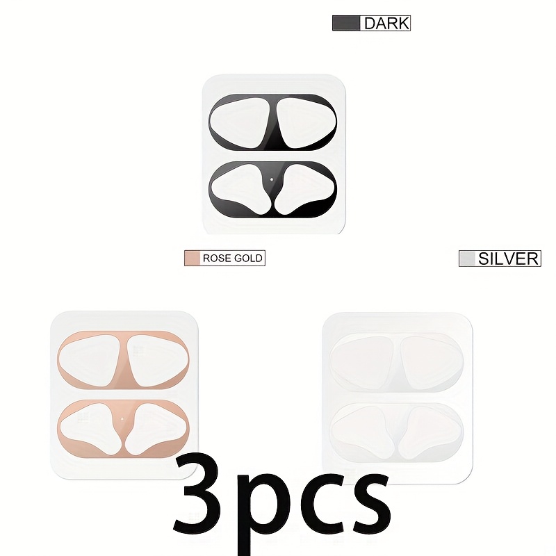 

3pcs Pack Dustproof Stickers For Airpods Suitable For Apple 1/2 Generation Electroplated Metal Patch New Wireless Headphone Inner Cover Stickers