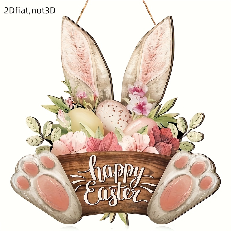 

1pc Easter Bunny Wooden Sun , 7"x7.87" - & Paw With Flowers, "" - Ideal For Bedroom, Garden, Kitchen Decor & More, Rabbit Accessories