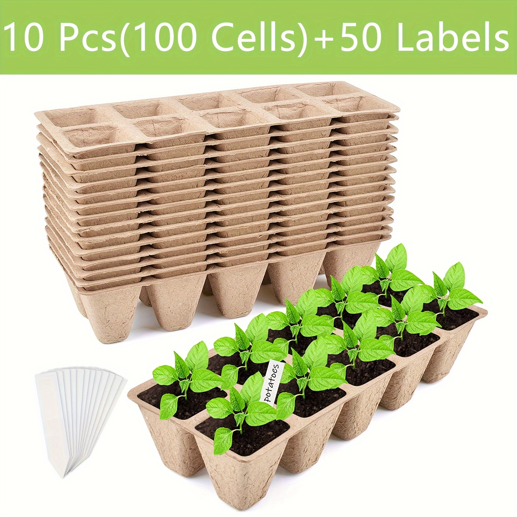 

Seedling Start , With 50 Labels, Peat Pot Seedling Pots, Seedling Start Kits, Sprouting Trays