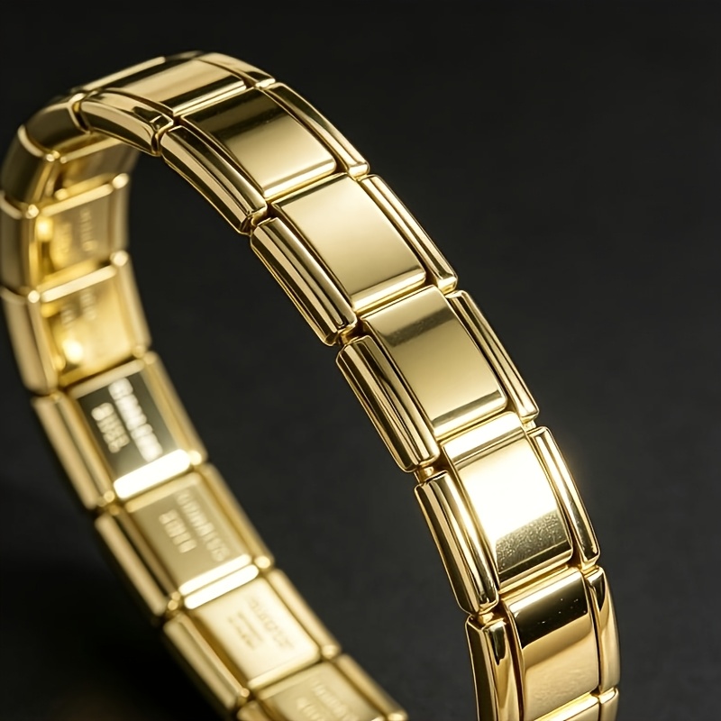 TEMU Bracelet Doré en Acier Inoxydable, Bracelet à Module Italien, Bracelet à Faire Soi-Même, 18 Perles par