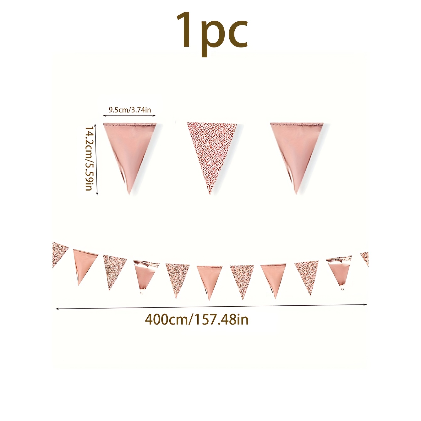 1pc Rose Golden Birthday Party Bunting With Numbered 1-4m Lengths Suitable For Weddings, Showers, Bridal Showers - Elegant Rose Golden Paper Garland Decorations