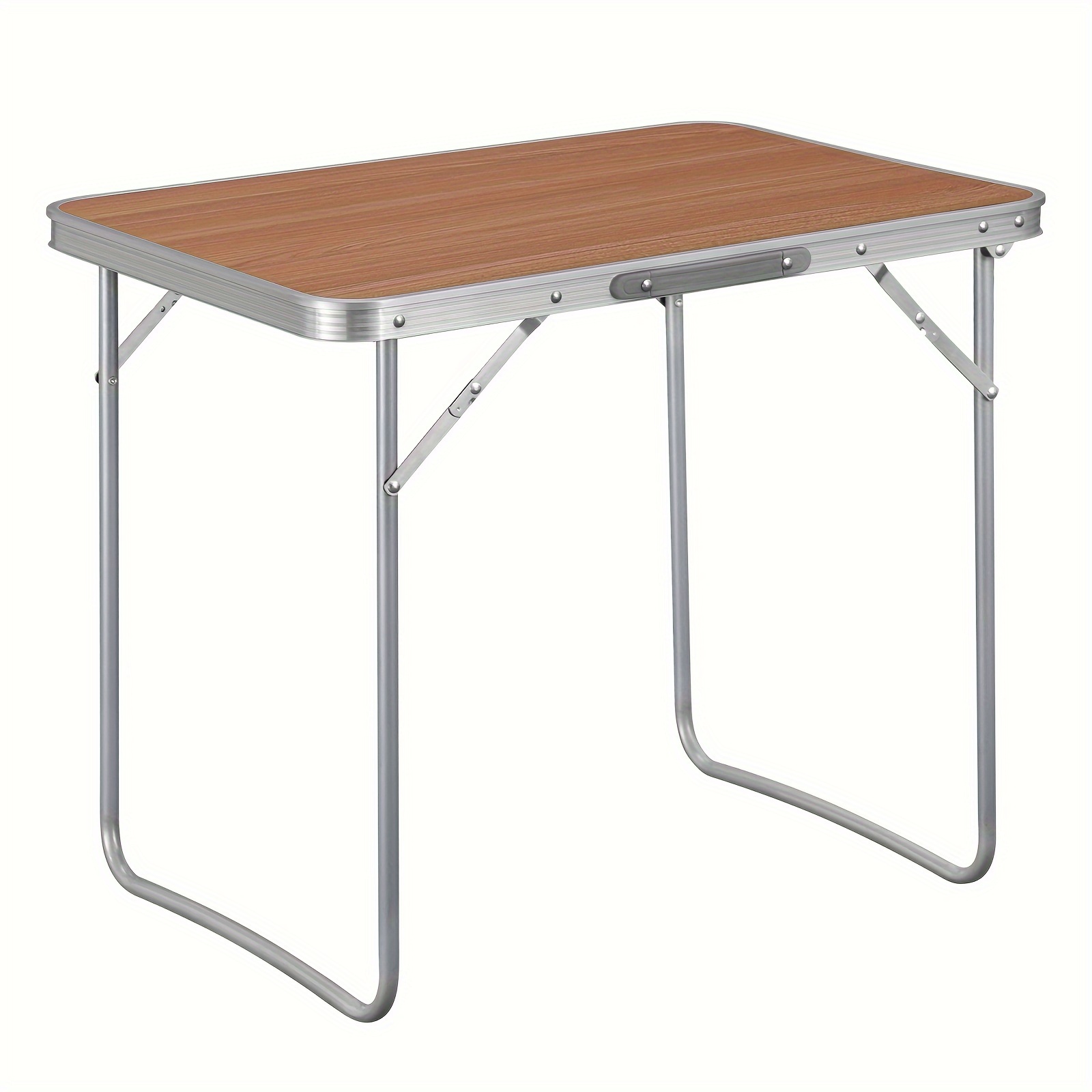 Image of 1pc A Folding Camping Table With Handles, Measuring 70x50x60cm, Suitable For Outdoor Picnics And Beach Use, Made Of Aluminum And Mdf, Designed For Gardens
