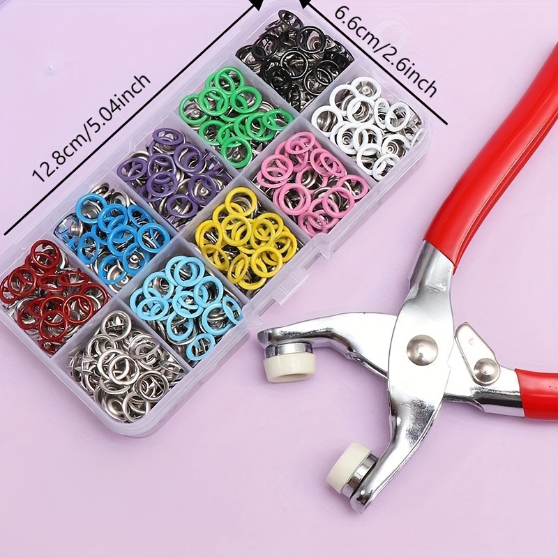 TEMU A Box Of 400pcs Hollow Metal Buckle Stainless Steel Material Sewing Button Plus A Metal Installation Pliers, Diy Clothing Button, Free Sewing