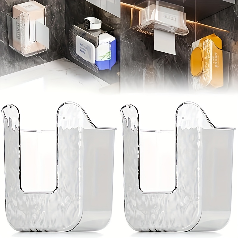

2-piece Acrylic Wipes Dispenser - Wall-mounted, Transparent Tissue Holder For Kitchen & Bathroom, Flushable Wet Wipe Storage Box, Grey & White