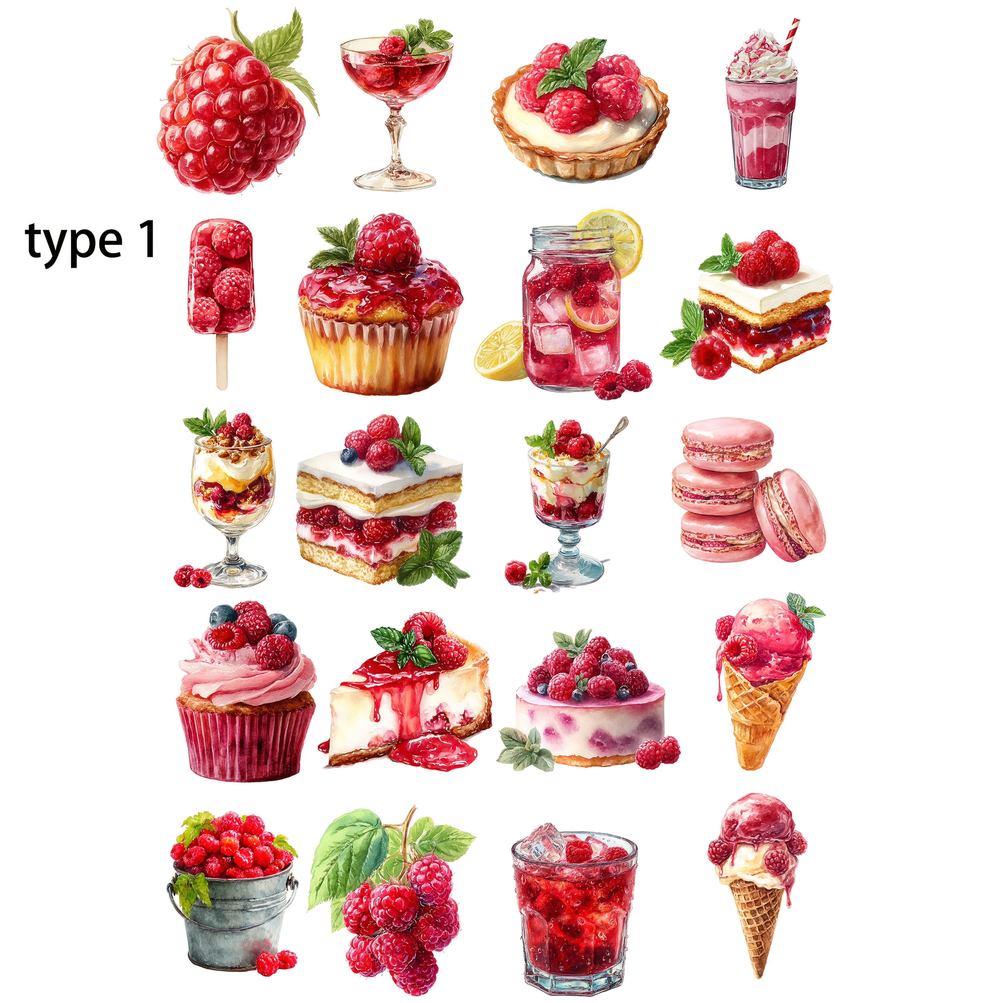 Image of 1 Pack Fruit Cake And Juice Stickers 2d Flat Creative Handmade Sticker Decoration Scrapbooking Journal Photo Stationery Sticker Set School Handmade Material Sticker Set Decoration