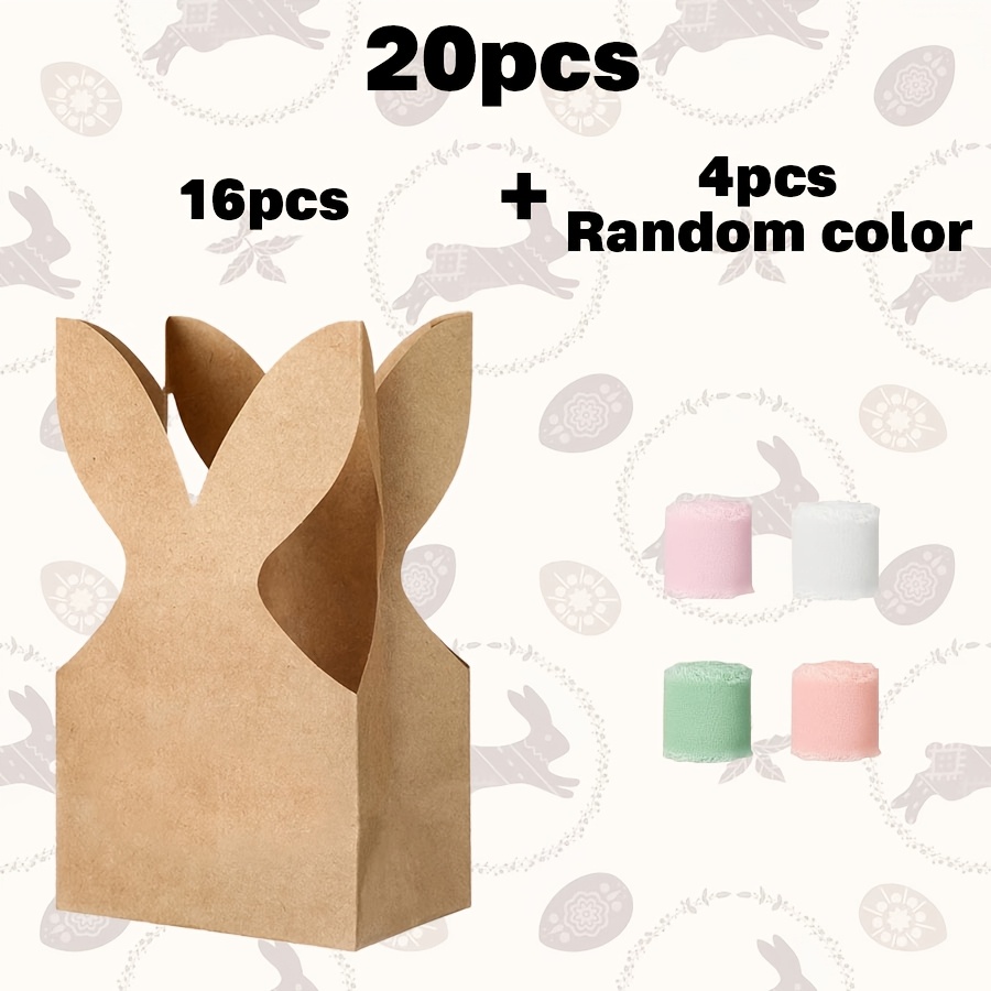 E-shop 20/40 Sets Hasen Papierboxen, Schleife Geschenkverpackungsboxen, Geeignet für Geschenkboxen, Hasenform, Dekorative Schleifenbänder (Zufällige