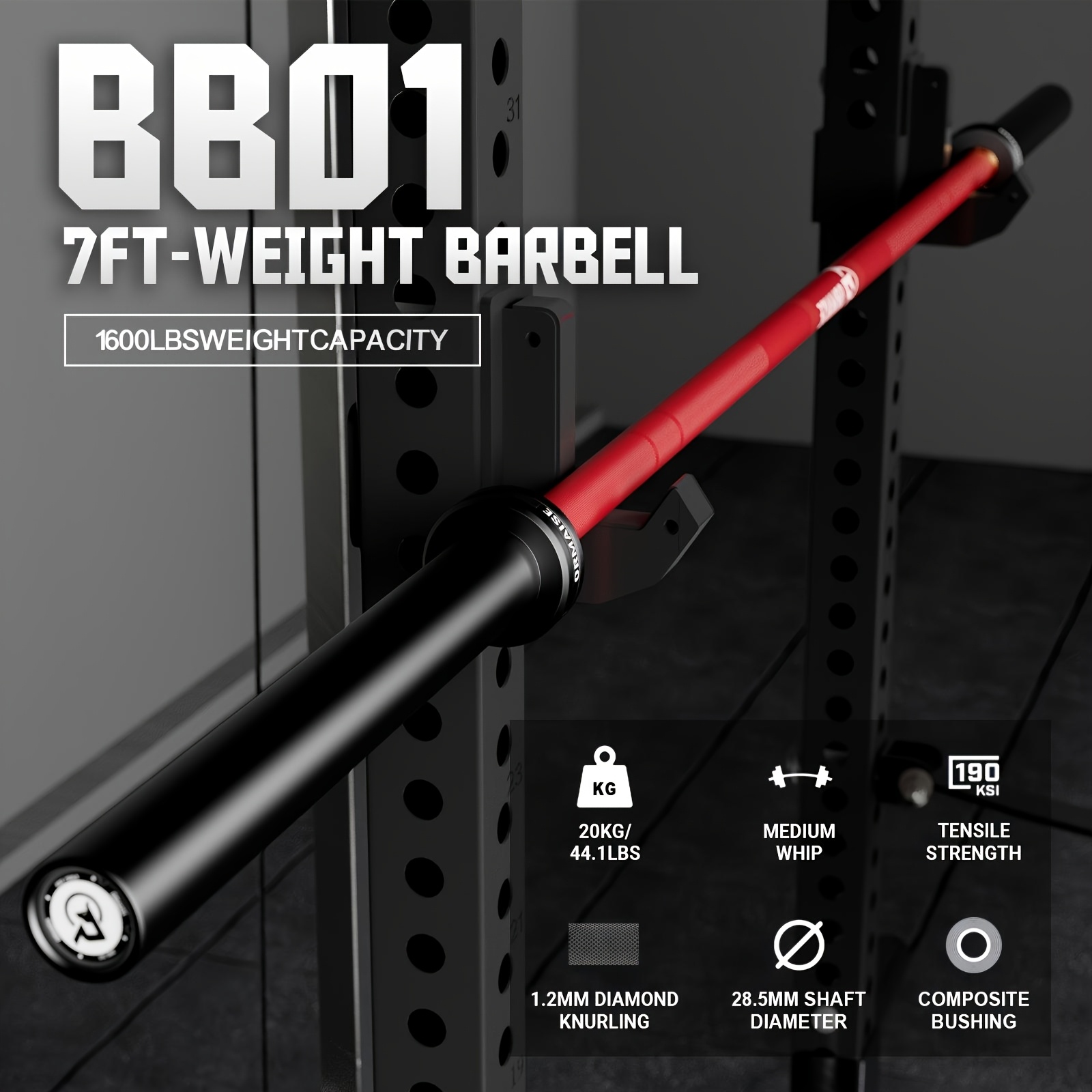 Temu 7ft weightlifting barbell 1600lbs capacity 45lb