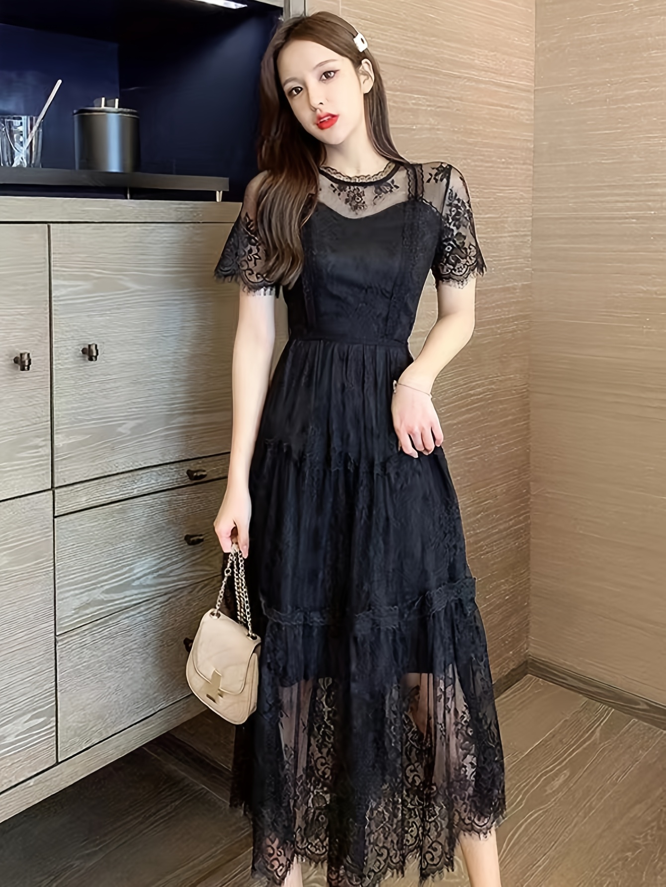 white christmas dresses Rent NOOKIE Lady Lace Dress (Black)- RRP $259 – Dress for a Night main image 0