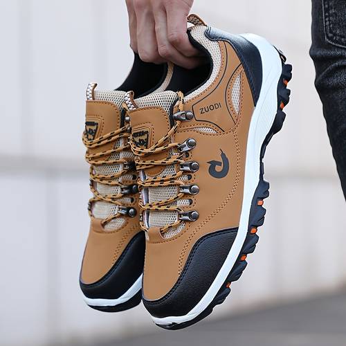 sneakers mens low top comfortable casual versatile running shoes outdoor sports mountaineering shoes wear resistant front lace up color block hiking shoes