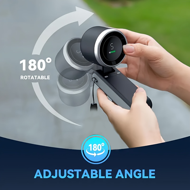 Portable Folding Fan, Mini Turbo Power USB Rechargeable Personal Fan with 5 Speeds and Digital Display, Suitable for Men and Women Outdoor Travel Camping Neck Hanging