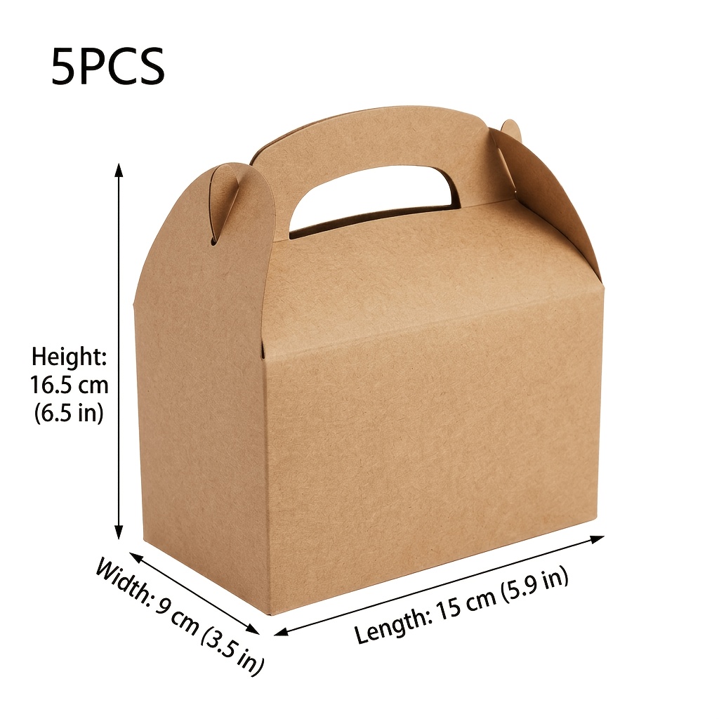 TEMU Cadeau pour elle/lui Lot de 5 boîtes à friandises marron pour fête, sacs cadeaux en papier à avec poignées, pour friandises et toute occasion de