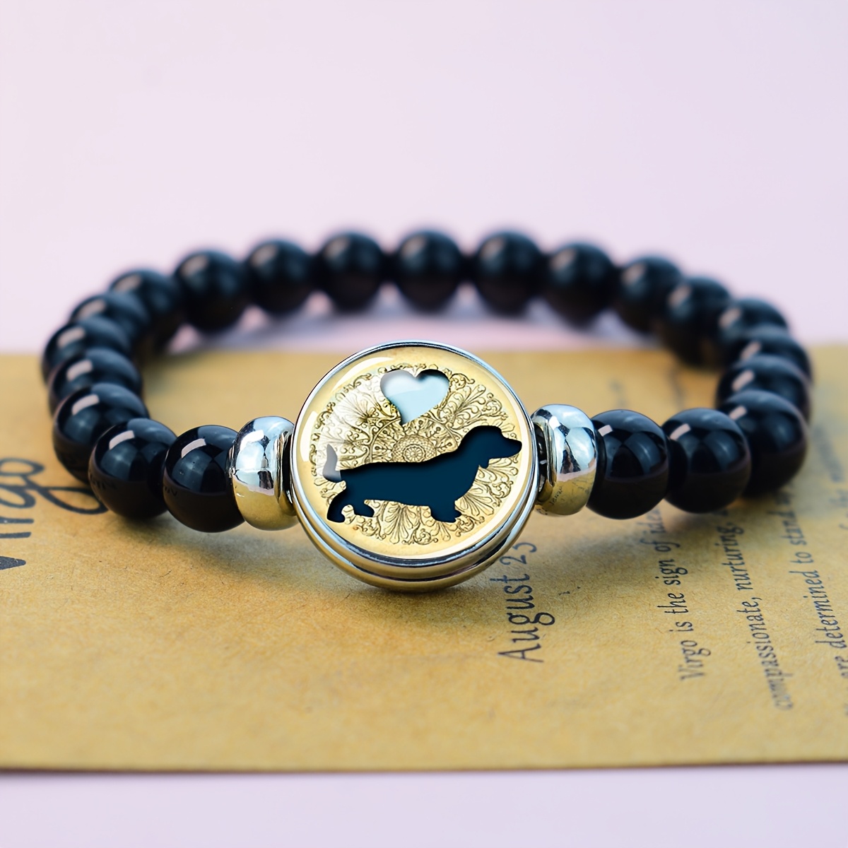 TEMU 1pc Bracelet Élastique avec Fermoir en Alliage Motif Chien Teckel pour Amoureux des Animaux Cadeau Unique Accessoires de Bijoux Charmants pour