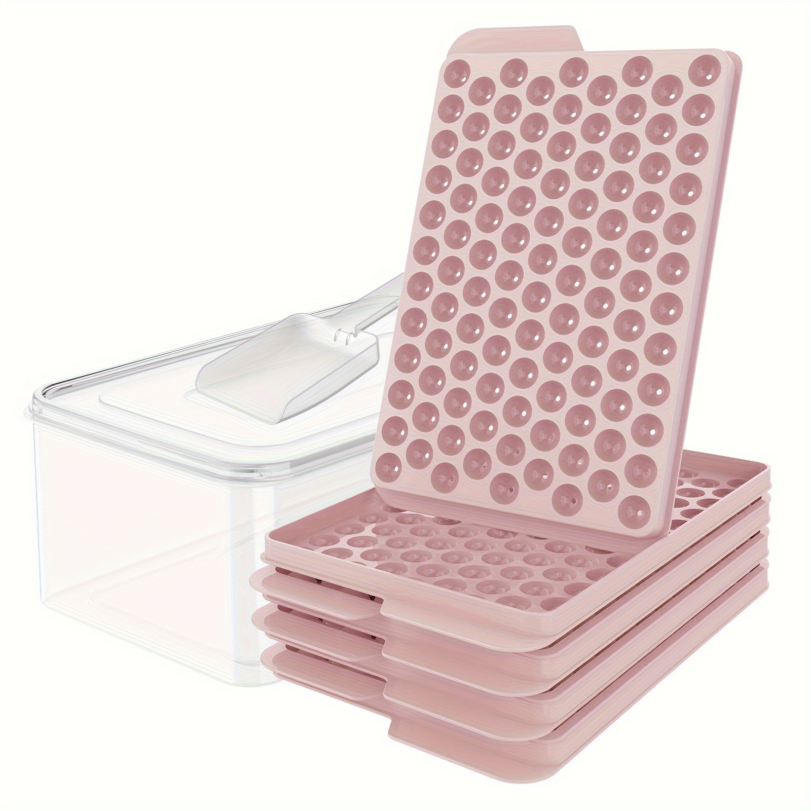 

Wibimen Mini Ice Cube Trays, Small Ice Cube Trays , 104x4 Pcs Round Ice Cube Tray Tray (4pack Ice Trays & Ice Bin & Ice )-pink