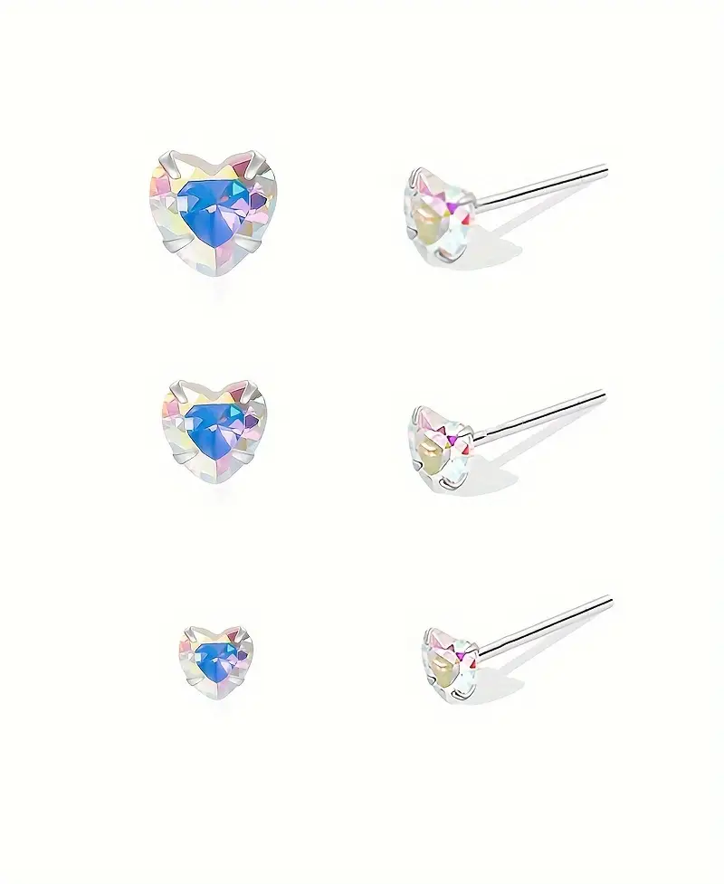 Heart Shape Post Stud Earrings Cubic Zirconia Sterling Silver 5mm Heart Shape Post Stud Earrings Cubic Zirconia Sterling Silver 5mm