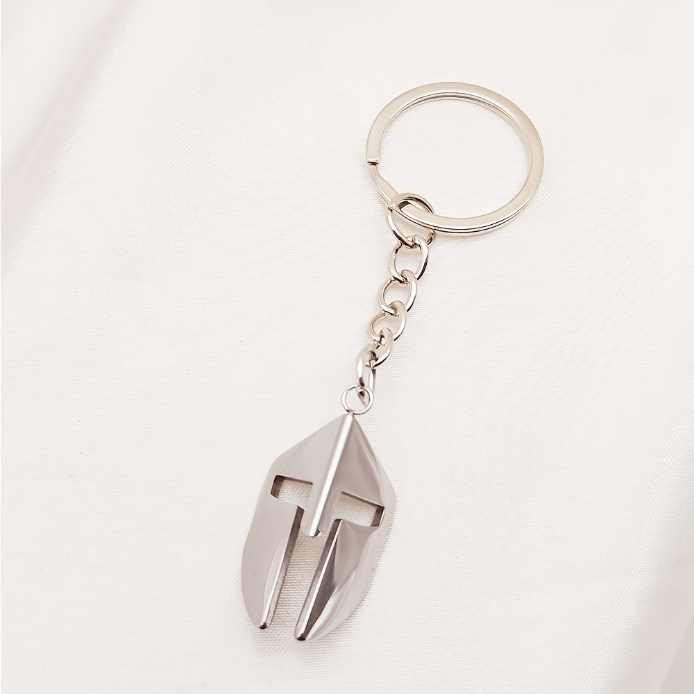 TEMU 1pc Of Retro Spartan Helmet Stainless Steel Keychain, Three-dimensional Spartan Helmet Shape, Stainless Steel Material With Texture! Retro