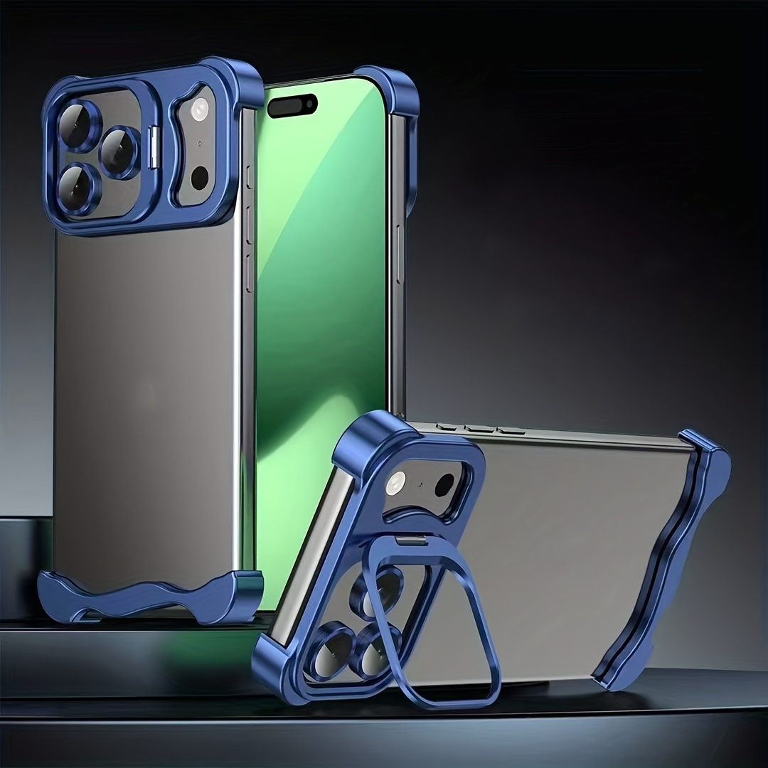 TEMU Phone Case - Stylish Borderless Stand Phone Case Is Suitable For 17/16/15/14 Series, Featuring A Minimalist For Phone Protection