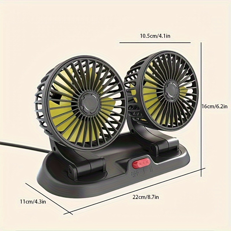 versatile dual head car fan with 360 rotation usb cigarette lighter powered ideal for cars trucks desk use   for vehicle details 4