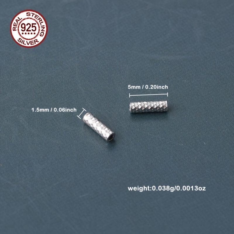 30pcs Pure Silver Round Tube Beads for DIY Jewellery Making