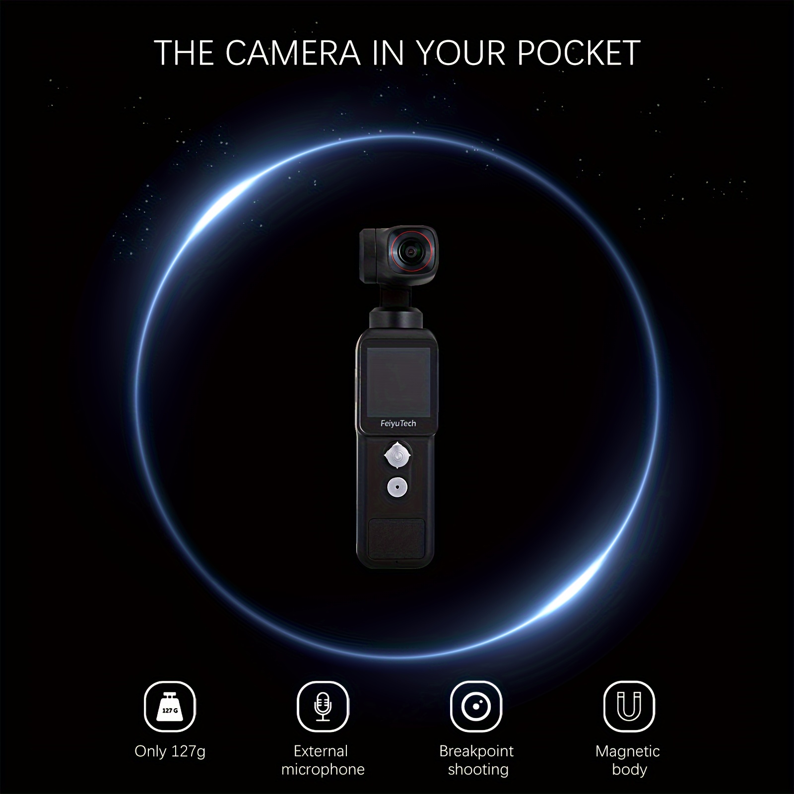 pocket   camera gimbal 4k handheld stabilizer with 130 view magnetic body 4x   beauty effects usb rechargeable battery details 7