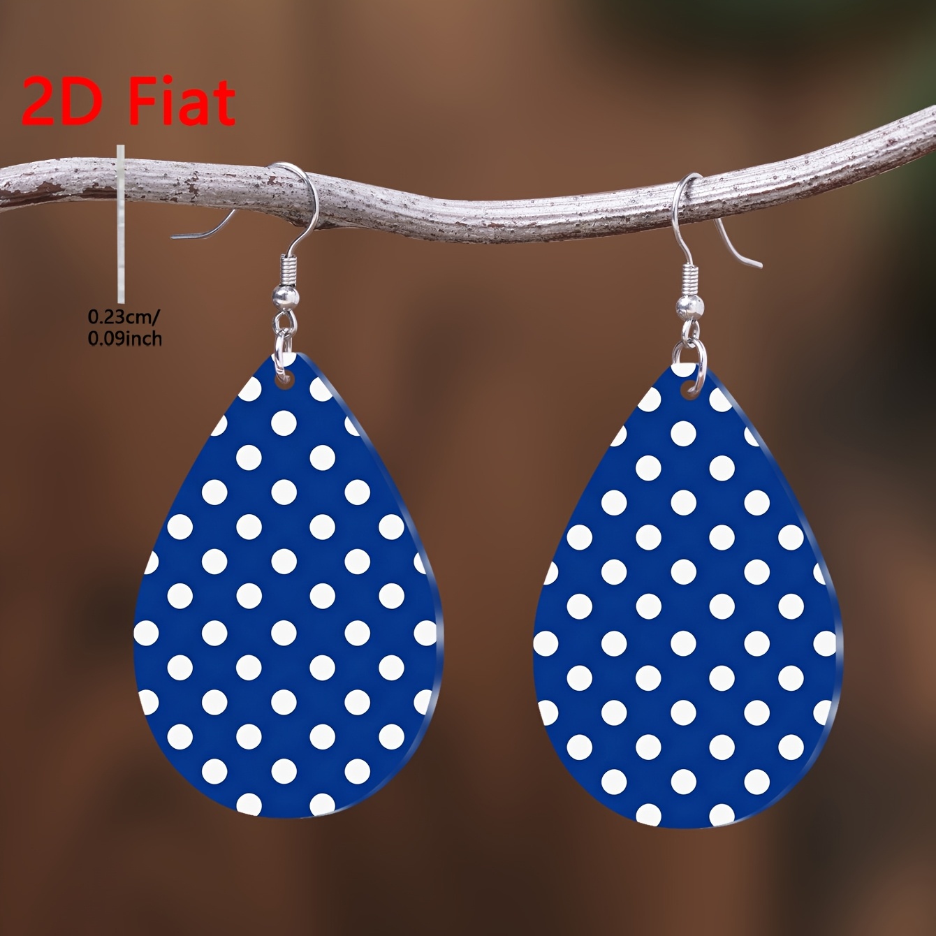 Women's Easy Elegant Blue Polka Dot Acrylic Water Drop Earrings