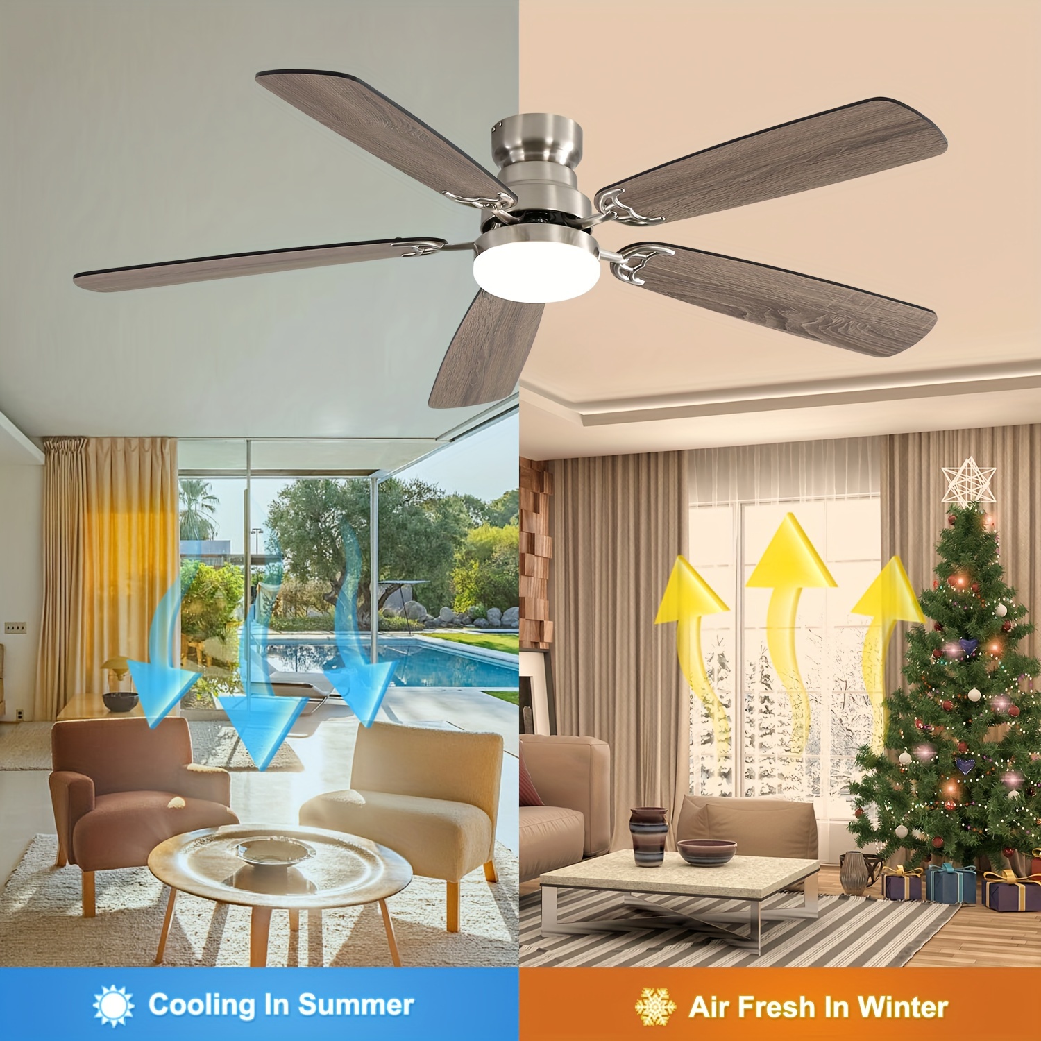 

52" Ceiling , Ceiling Fan , Ceiling Fan Blades, & , Led