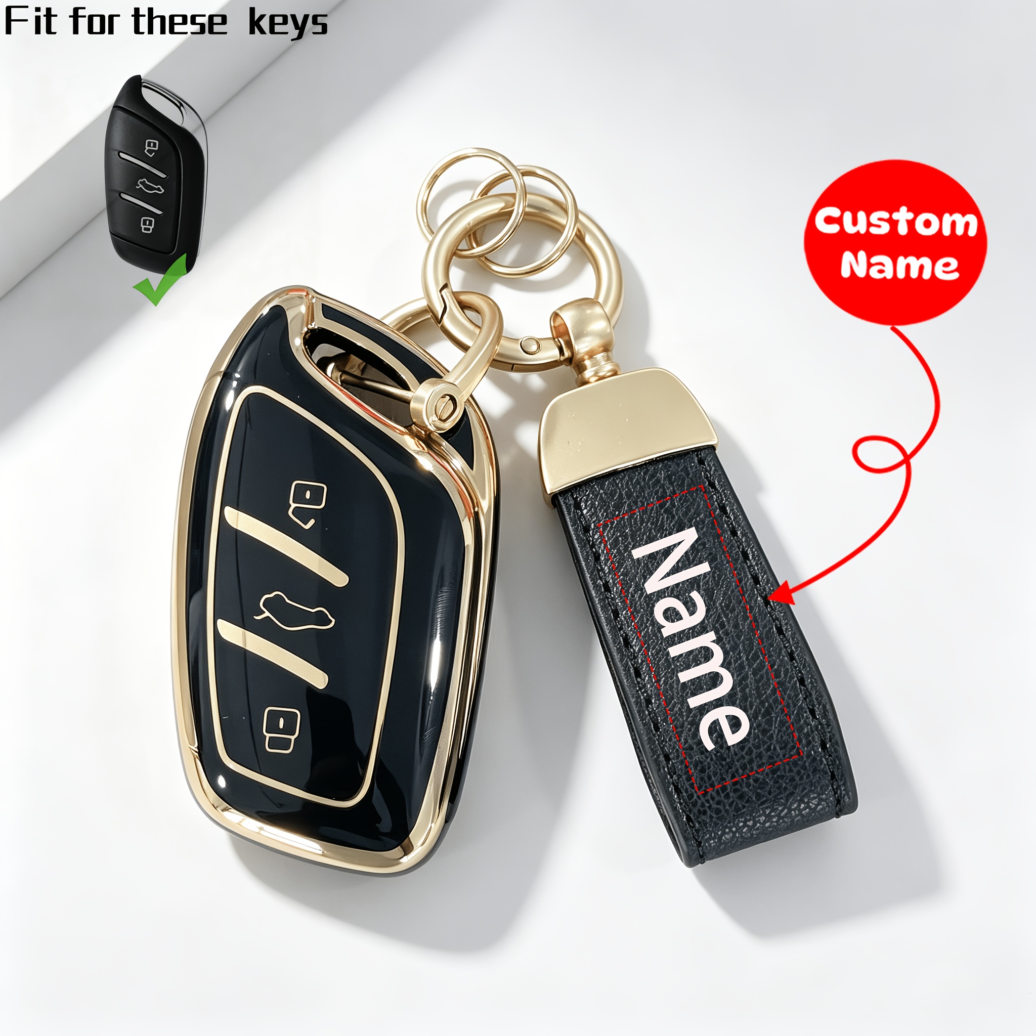 TEMU New Gold- Key Holder Personalized Name Customization Suitable For Mg Car Key Holder, Compatible With For /for Mg 4ev/for /for Mg 6 Models,