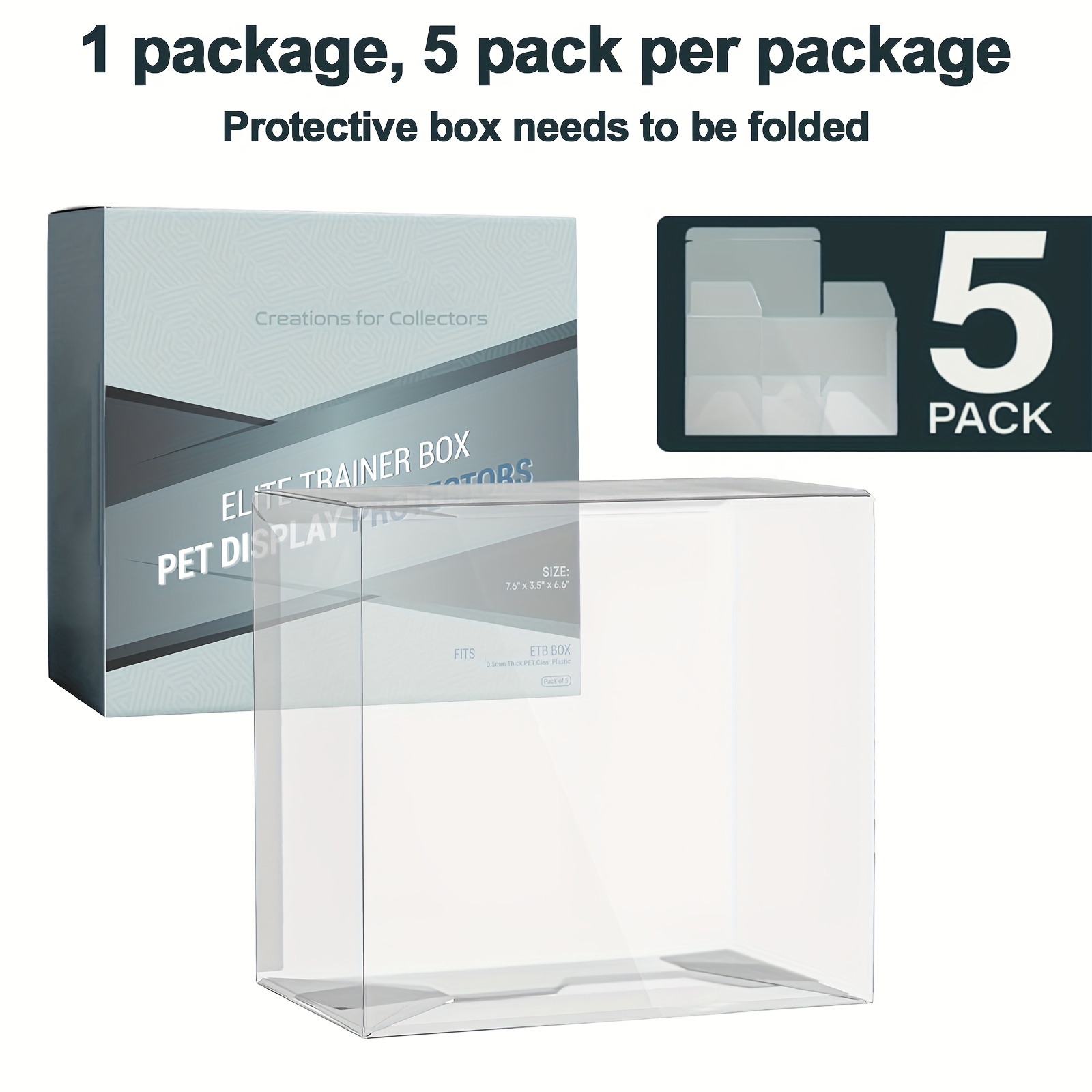 TEMU 5/10 Pack Pet Plastic Etb Protector Case For Elite Trainer Boxes - Durable Rectangular Storage Box Compatible With Fitness Trackers &