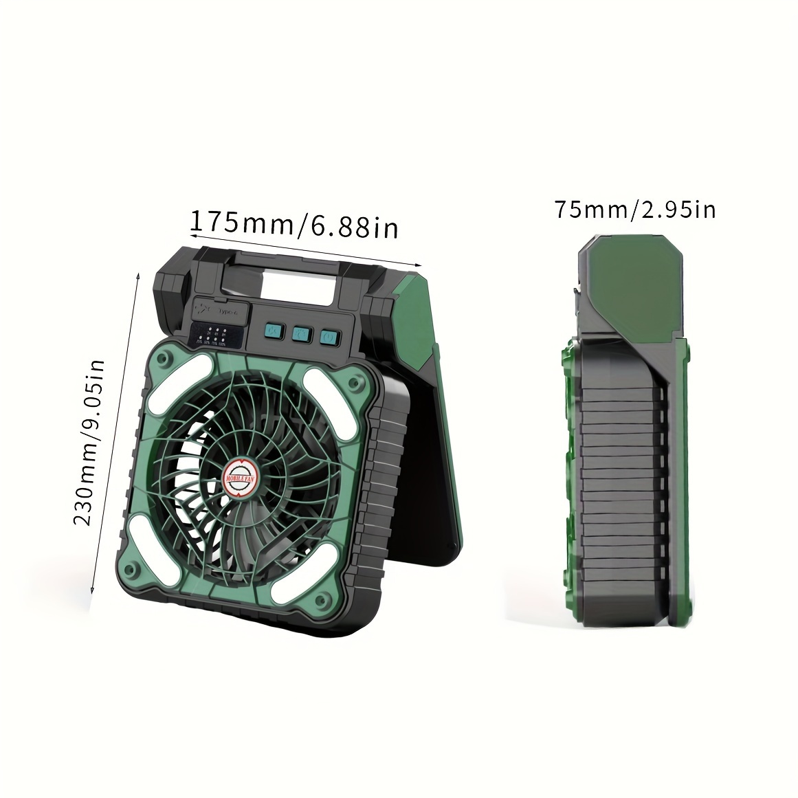 camping fan with led lanterns usb power portable outdoor tent fan static strong wind hook suitable for picnic barbecue fishing details 3