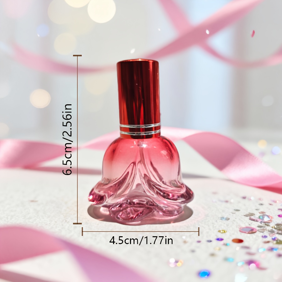 TEMU 1 stuk (0.2oz/0.6ml) - Elegante bloemenparfumfles met Roos - Reisvriendelijke parfumspray - Geschikt voor Parfumen, Essentiële Oliën, Lotions -