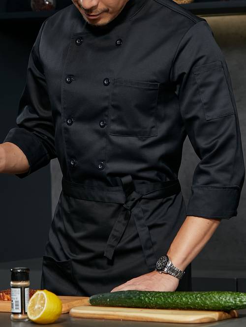 1pc of long sleeve chef coat unisex workwear suitable for men and women machine washable standard size professional restaurant and home kitchen attire