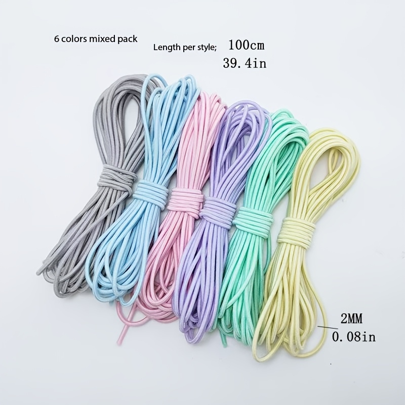 TEMU 6pcs High Elastic Round Elastic Bands 2mm Colored Elastic Cords Clothing Drawstrings Latex Core Elastic Cords Rubber Bands Handmade Hair Ties