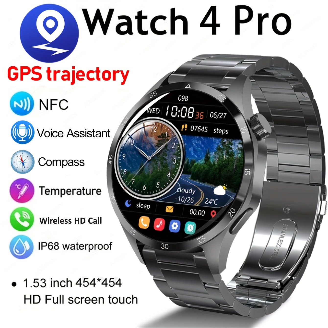 GT4 Pro Smart Watch Men NFC GPS Tracker HD AMOLED