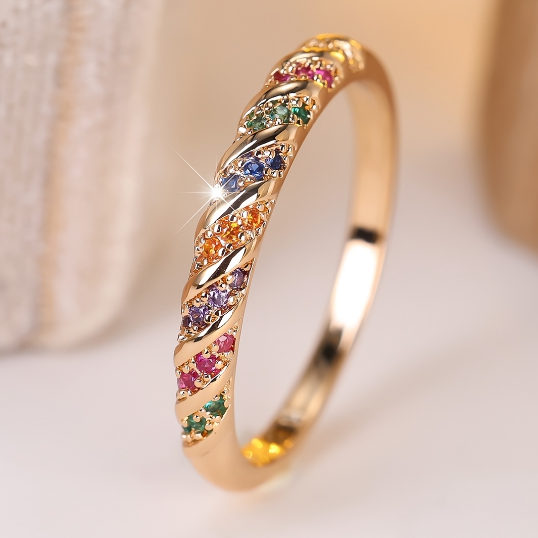TEMU Angol Women's Ring, 1pc, Trendy Classic Fashionable Spiral Design With Synthetic Cubic, Exquisite Jewelry Accessory