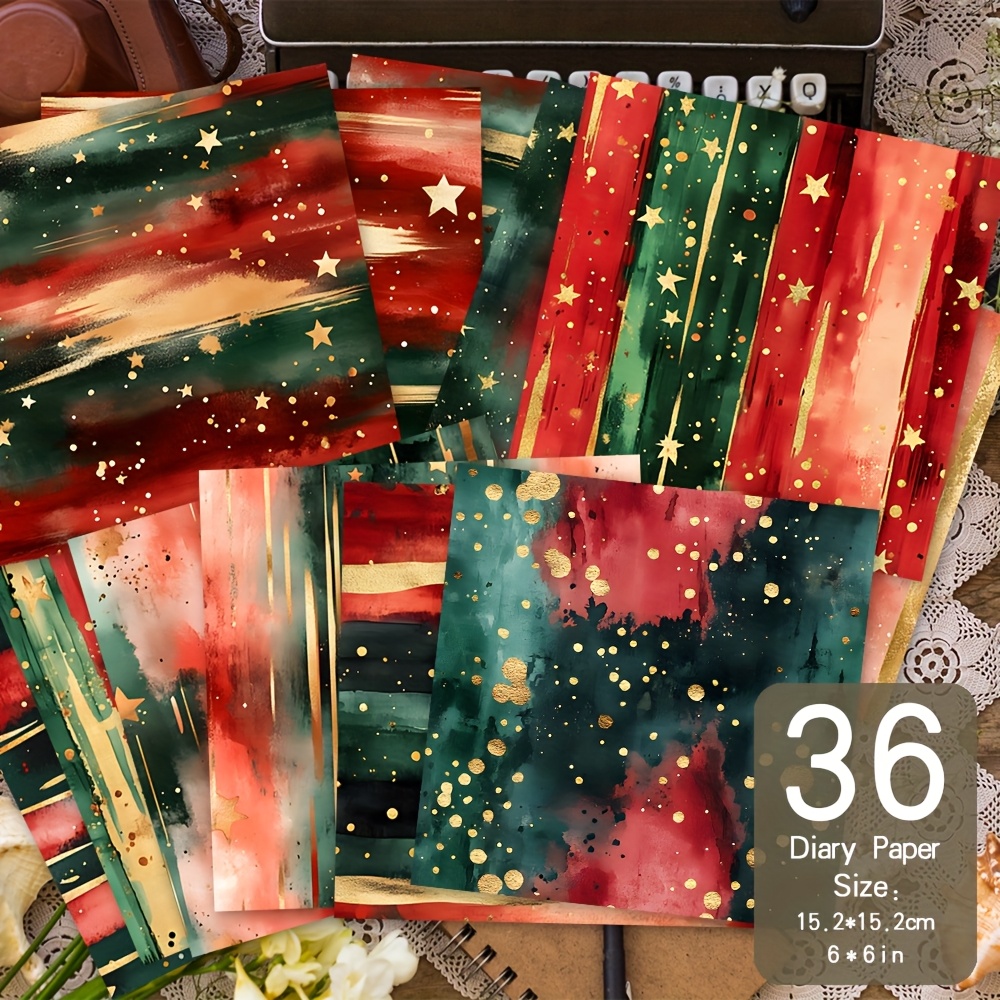 TEMU 36 Sheets Paper, 6×6'', Background For Albums, Diy Crafts, Card Making, And Journaling, Decorative Straight Paper Material, Diary Scrapbooking