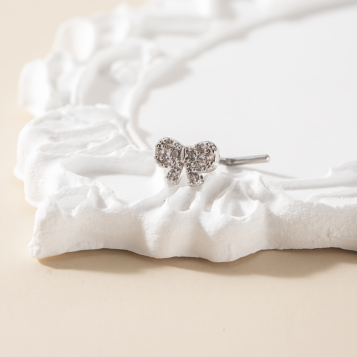 Petite Nose Stud with Zirconia Butterfly Bow Gift