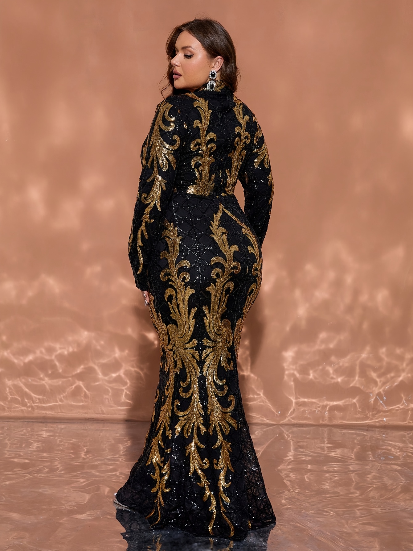slim fit dress slacks Blaire Black Asymmetric-Neck Maxi Dress With Gold-Detailing – Club L London main image 1