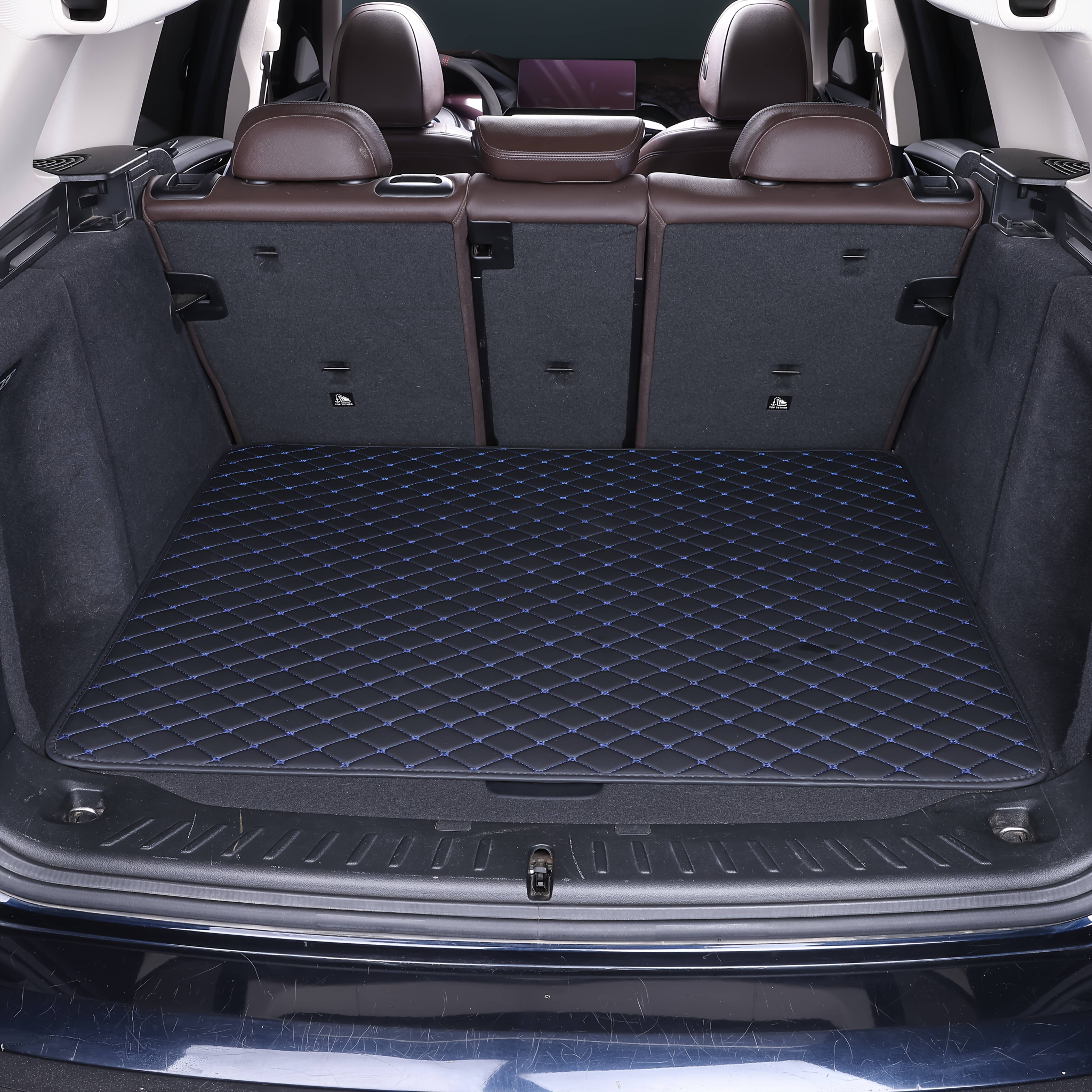 universal car trunk mat pu leather rhombus   durable trunk protector suitable for sedans suvs   car interior accessories