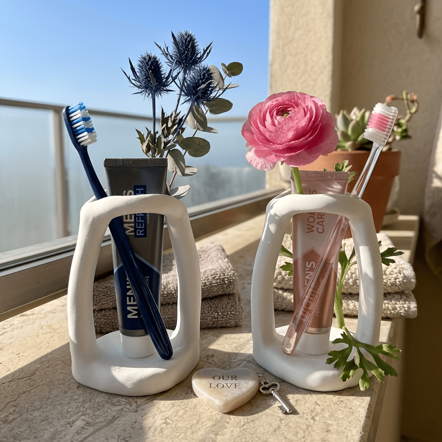A Nordic-style, Minimalist Pure White Toothbrush Holder—a Practical Gift and Aesthetic Accent for Room, Bedroom, and Home Decor.