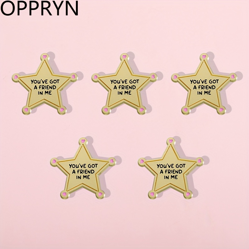 5pcs     got a friend   star brooches chic enamel alloy pins with pink accents   clothes backpacks hats unique gifts for     accessories   design durable alloy cute backpack accessories