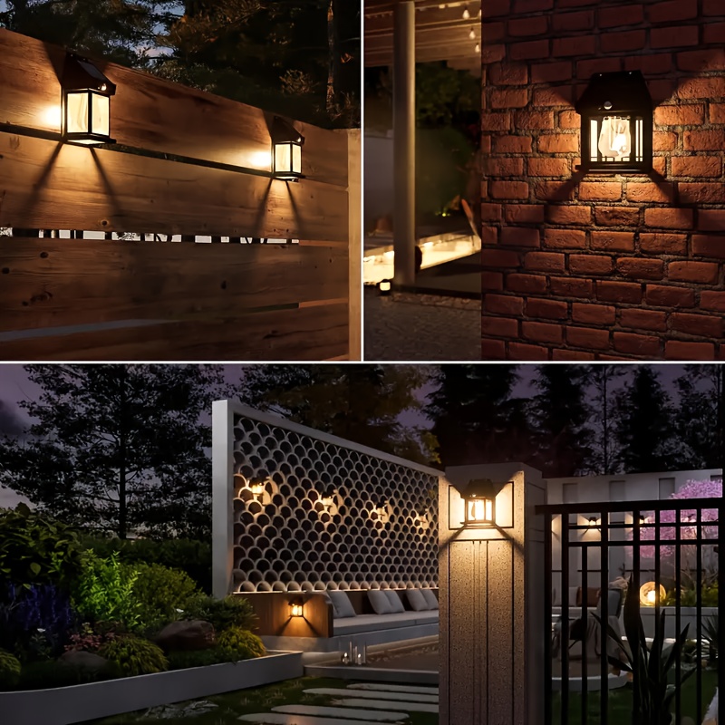 1pc Solar Motion Lights Outdoor, 3 Modes House Solar Lights,Solar Wall Lights Outdoor Lights for Front Door, Backyard, Garage, Deck(Warm White)