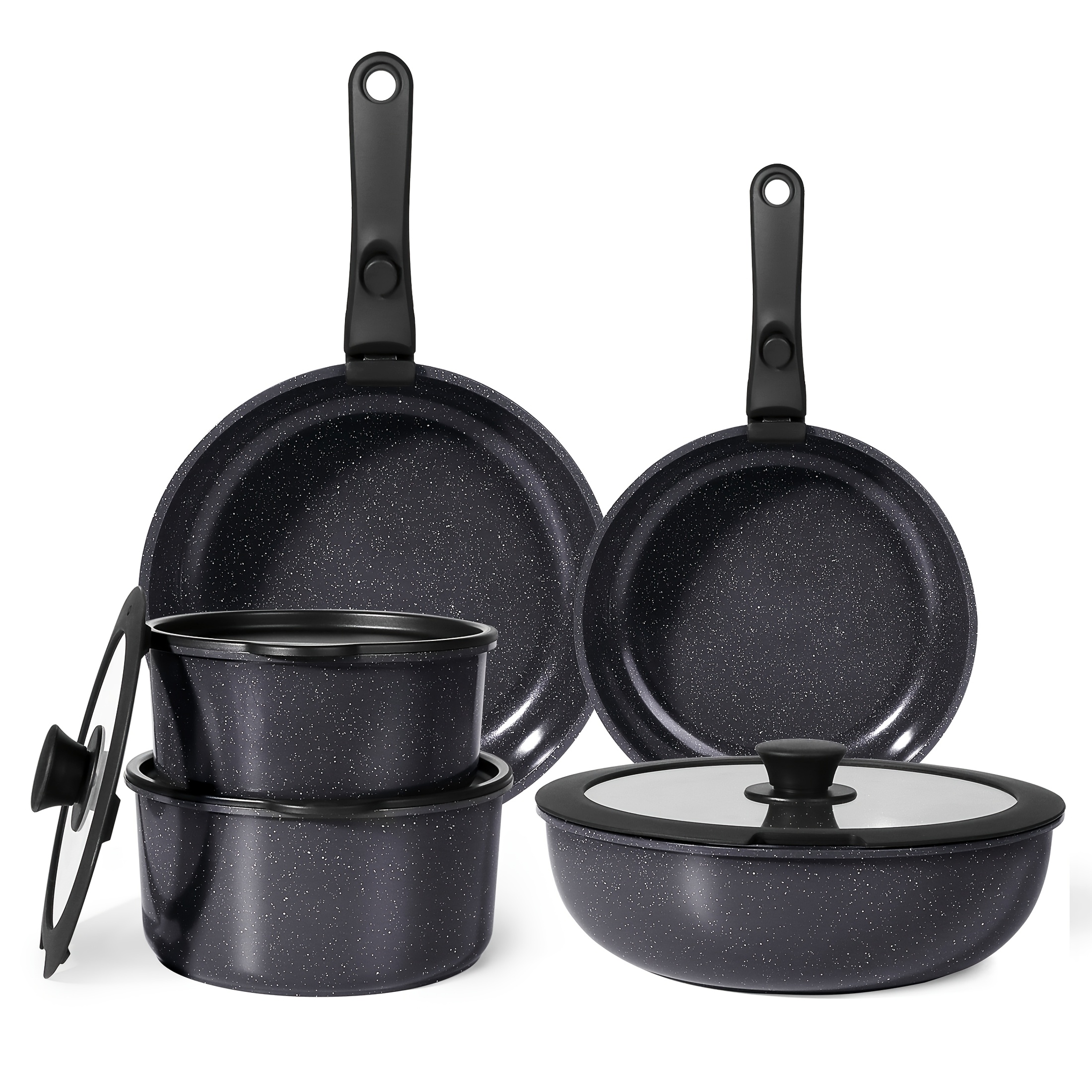 Gipp 5/11pcs Pots And Pans Set, Detachable Removable Handle Cookware, Induction Kitchen Set, Oven & Rv Safe White Cookware Set