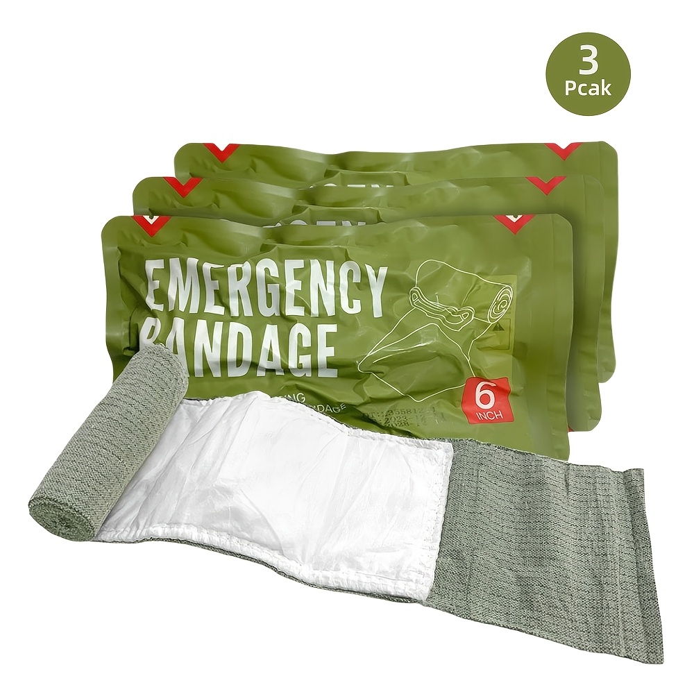 3pcs Elastic Emergency Bandage 10.16cm x 15.24cm, for Home, Outdoor Camping & Hiking