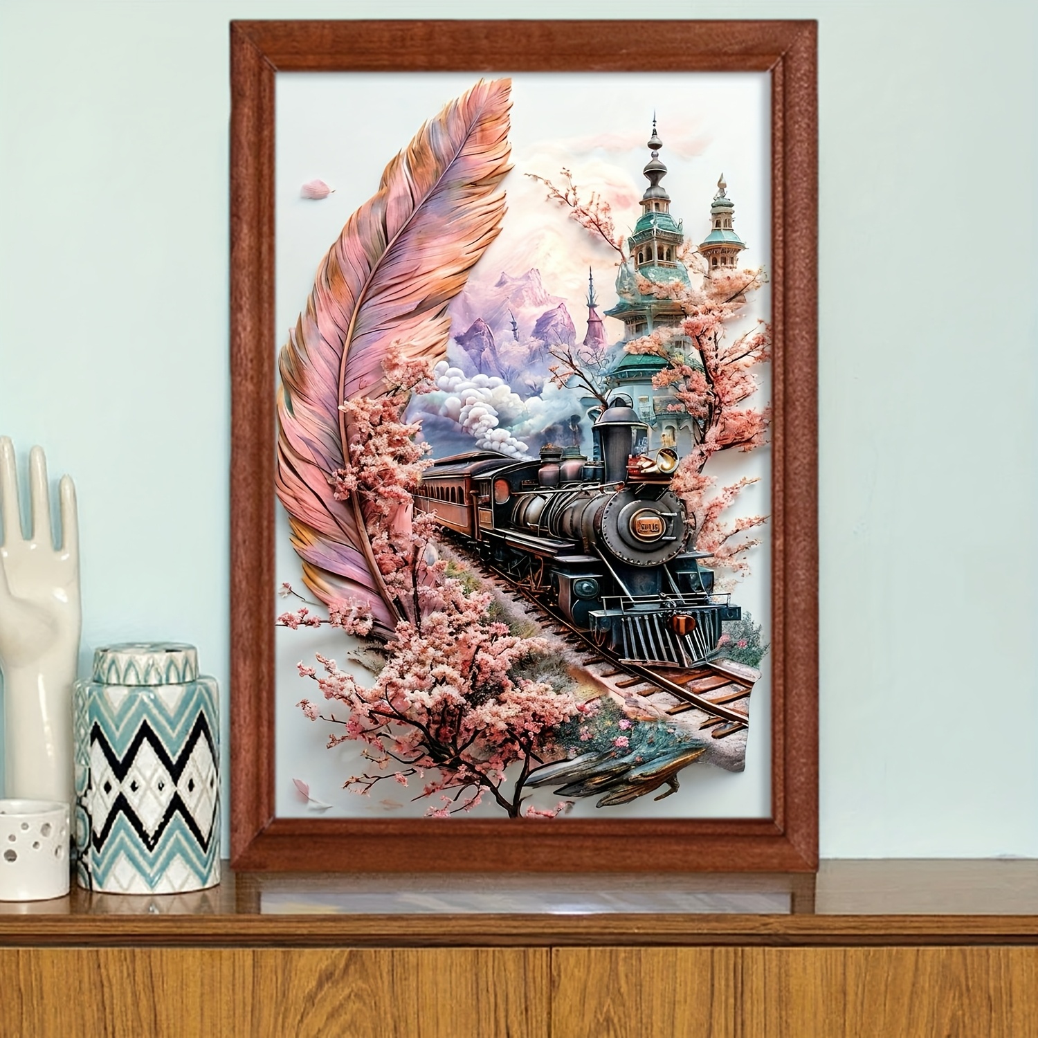 Creative Train Pattern Cross Stitch Kit for DIY Art Projects