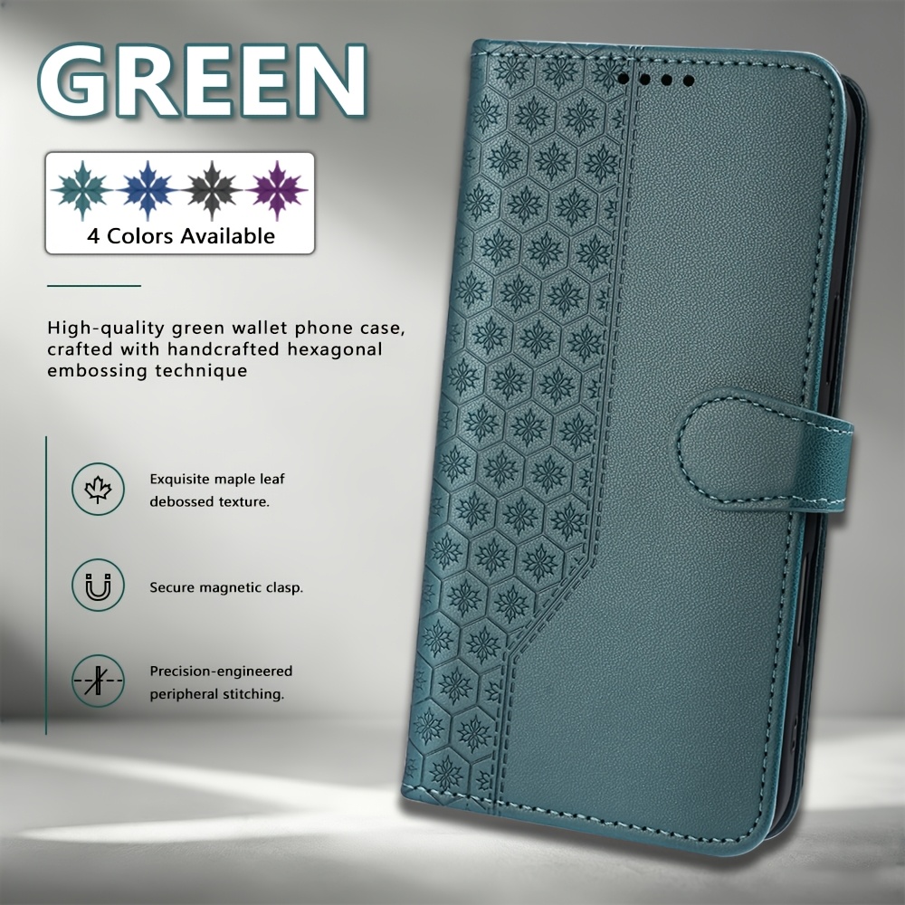 TEMU Phone Case - [for Wallet Phone Case] Specifically Designed For Galaxy A57 5g, Maple Leaf Embossed Flip Cover Case, Combining Practicality And