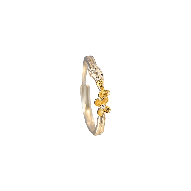 Unisex S925 Silver Tree Texture Open Ring, Vintage Niche Design