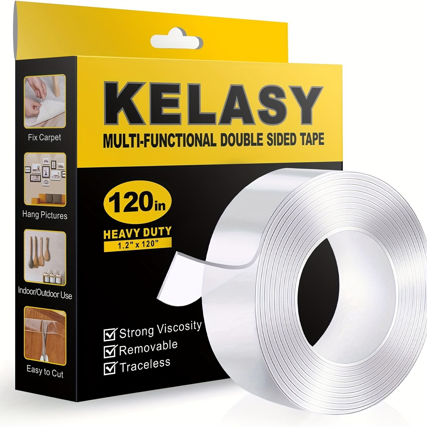 

Dual-sided Tape, 65.6ft X 2in, Transparent, Washable & Residue-free For Home And Office Use - Ideal For Plastic, Wood, Glass, Stone, Metal, 20 Meters, 5cm Width