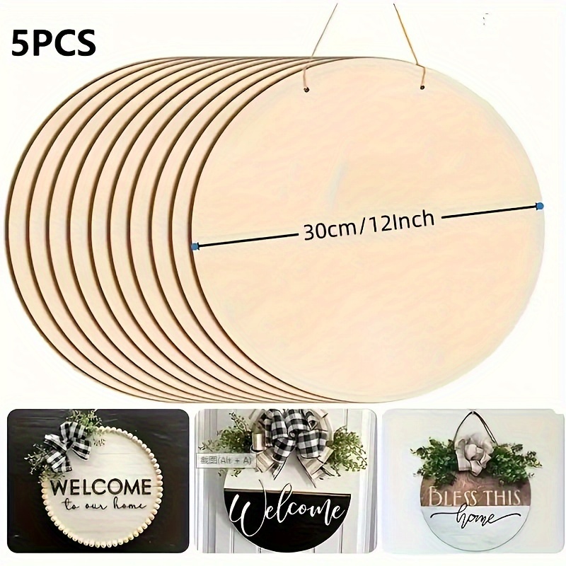 

5pcs, 12-inch Wooden Round Crafts, Blank Wood Circles, Diy Wood Blanks, Door Signs, Paintings, Easter Day Crafts, Home Decorations, Halloween