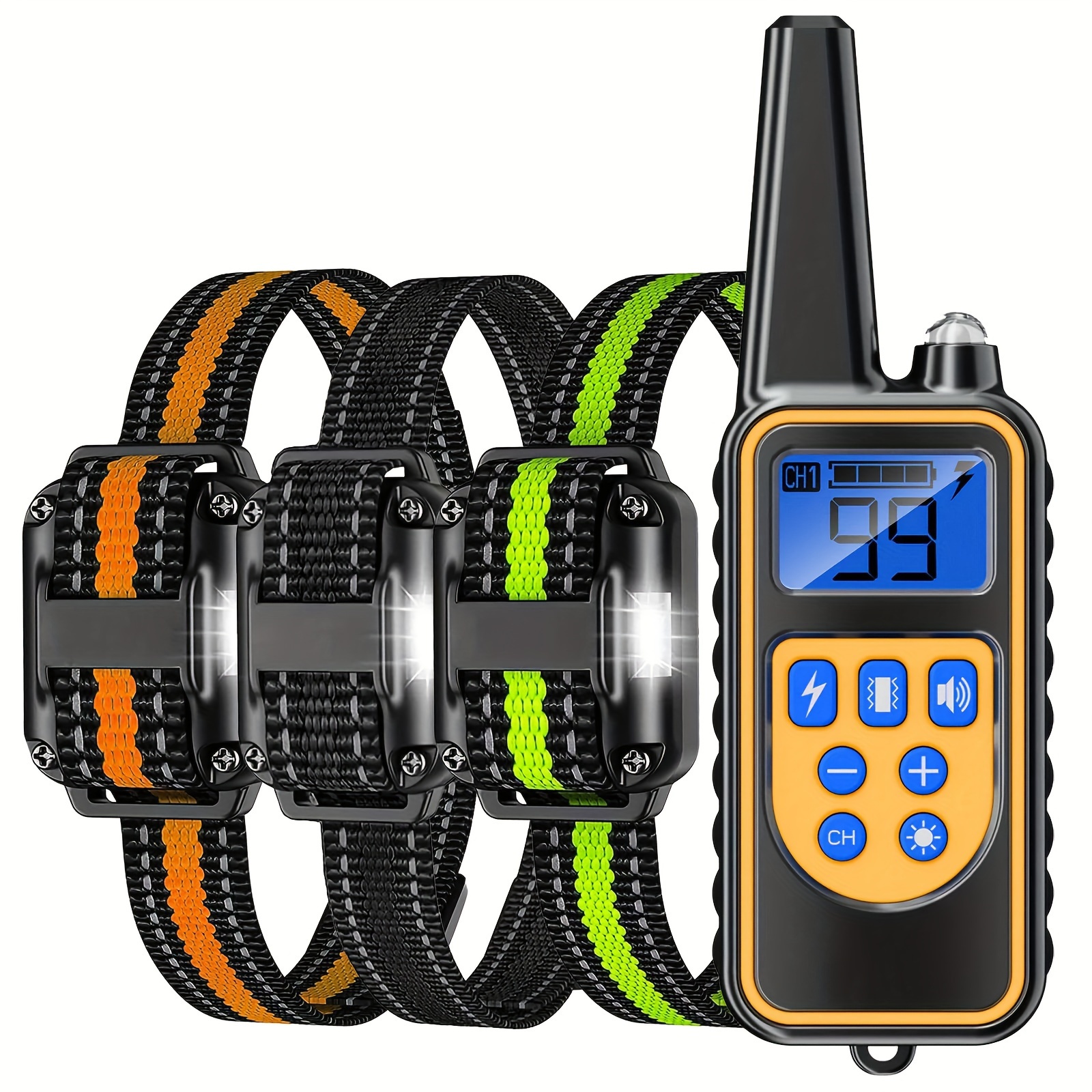 1/3 Pack Electronic Training Collar for Dogs - 1005.84meter Remote Control with 4 Training   (Vibration, Shock,   & Static), USB Rechargeable, Adjustable  -40.64 cm Durable PC+ABS Collar, Real-Time Display & Long-Lasting Battery for All Breeds & Sizes, Dog Training Collar, Pet Behavior  ,   Accessory, Reliable  , Vibration Shock Collar,   Training