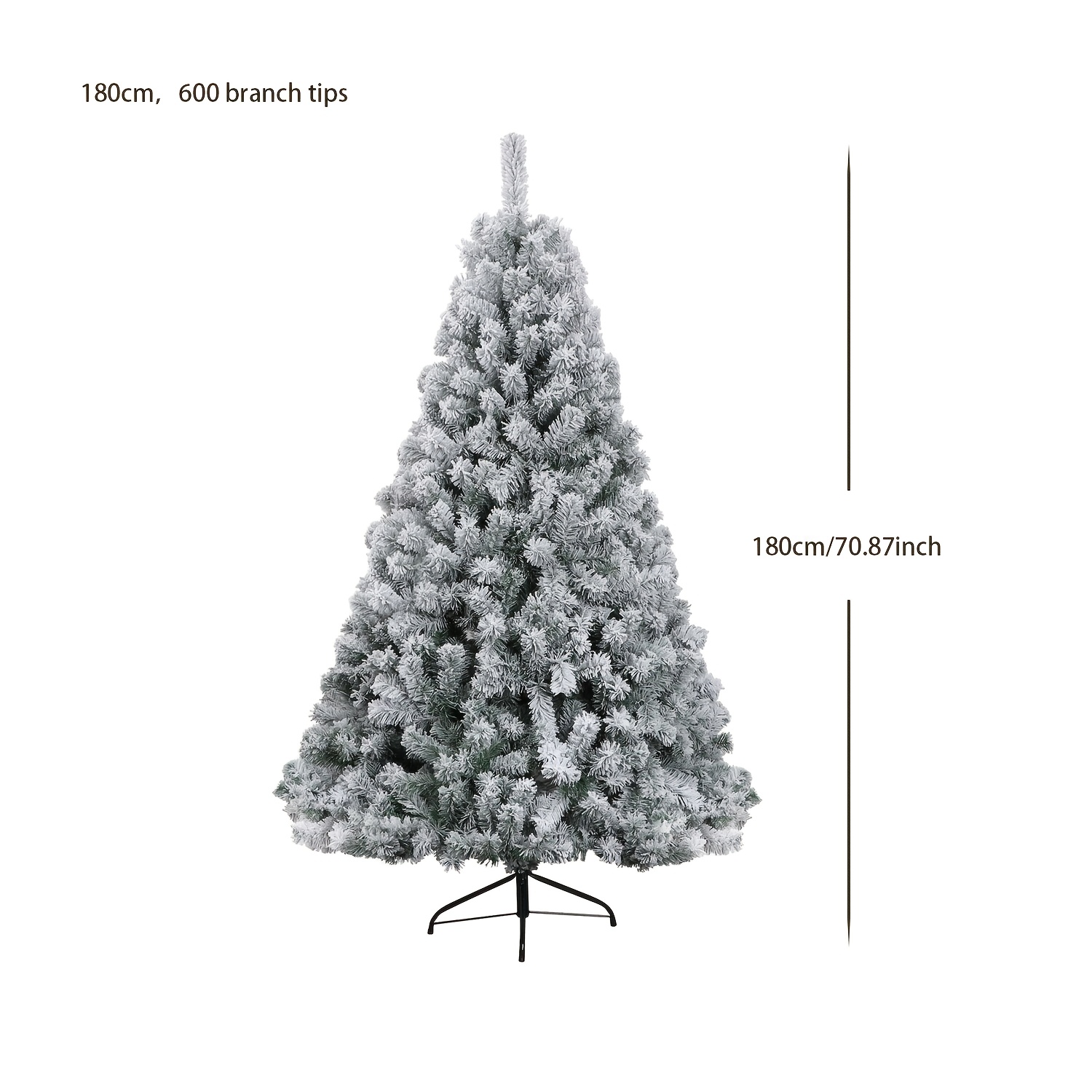 TEMU 2026 Realistic Snow-covered Flocked Christmas Tree Suitable For Home, Hotel & Mall Decor - Dense Snow Flocked Plastic Xmas Tree With Pine