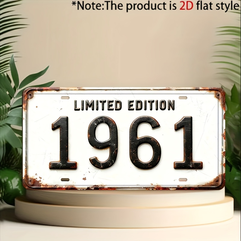 TEMU 2d Flat - 2d Plane - For Decoration , Items Available, 1pc, Vintage Edition 1961 Metal Decorative Plaque And Ornament, Rustic Style Wall Decor,